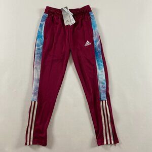 NWT Adidas Tiro Pants Youth Boy's Small Soccer Running Track Burgundy Ankle Zip